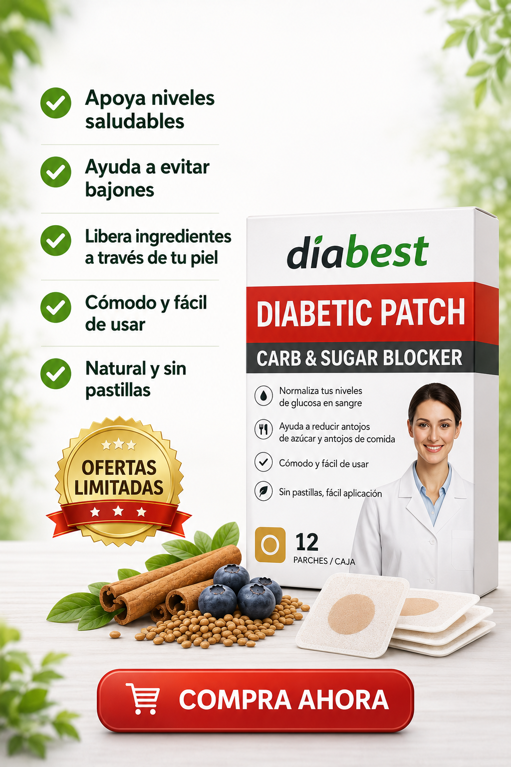 GlucoPatch™ Parche Natural Regulador de Azúcar y Carbohidratos