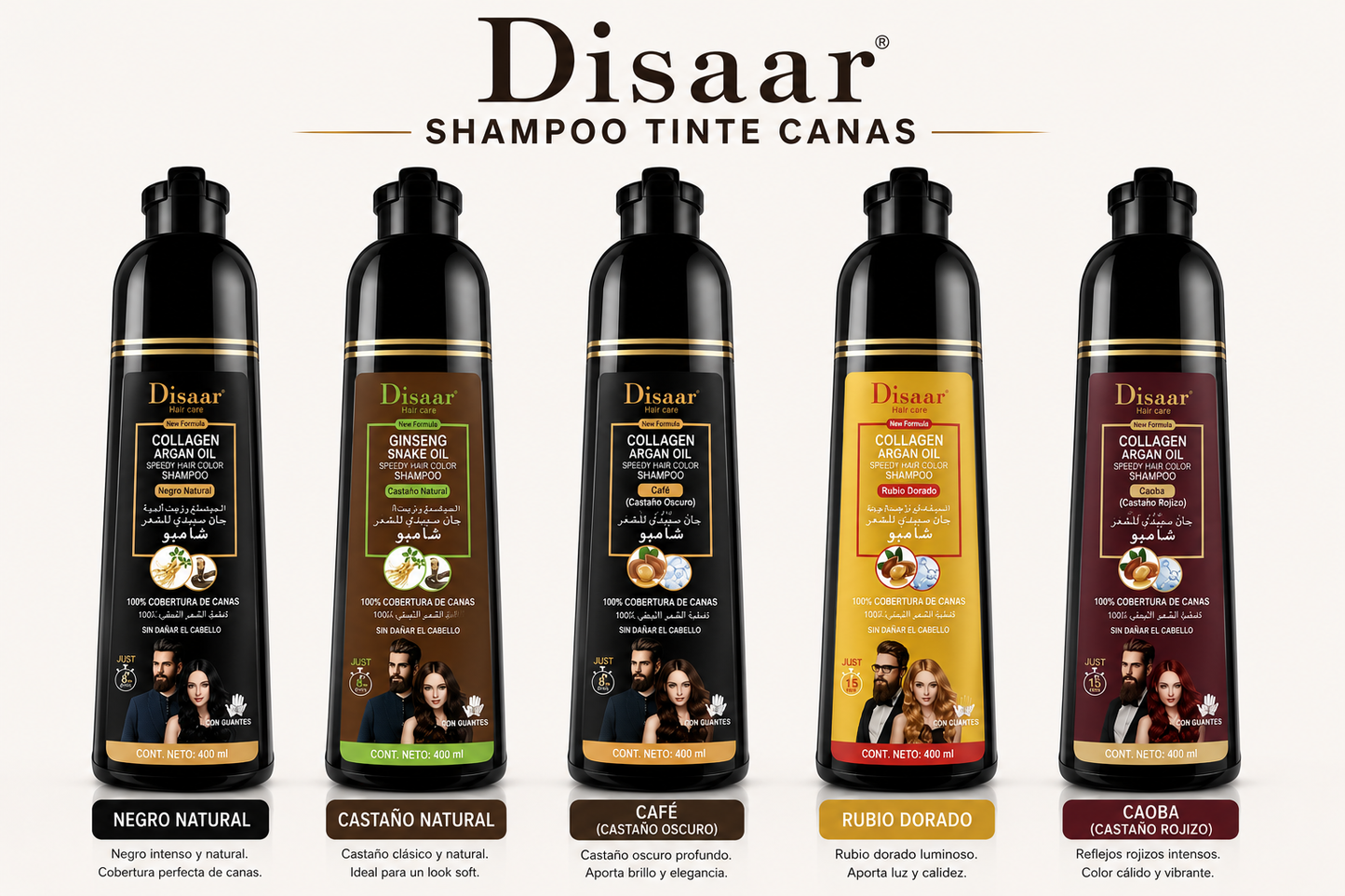 Disaar®| Shampoo Tinte Cubre Canas